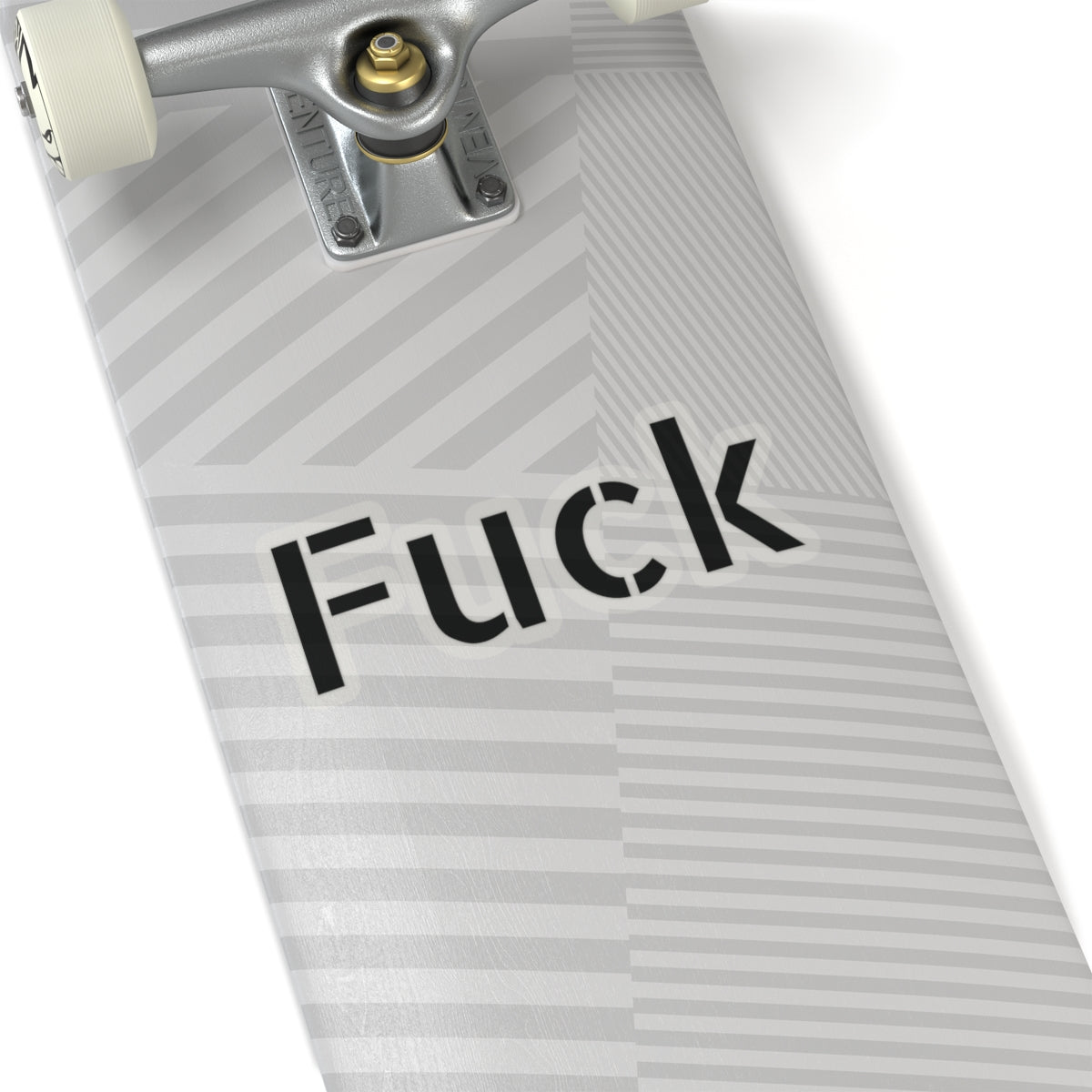 Transparent vinyl sticker with black FUCK typography