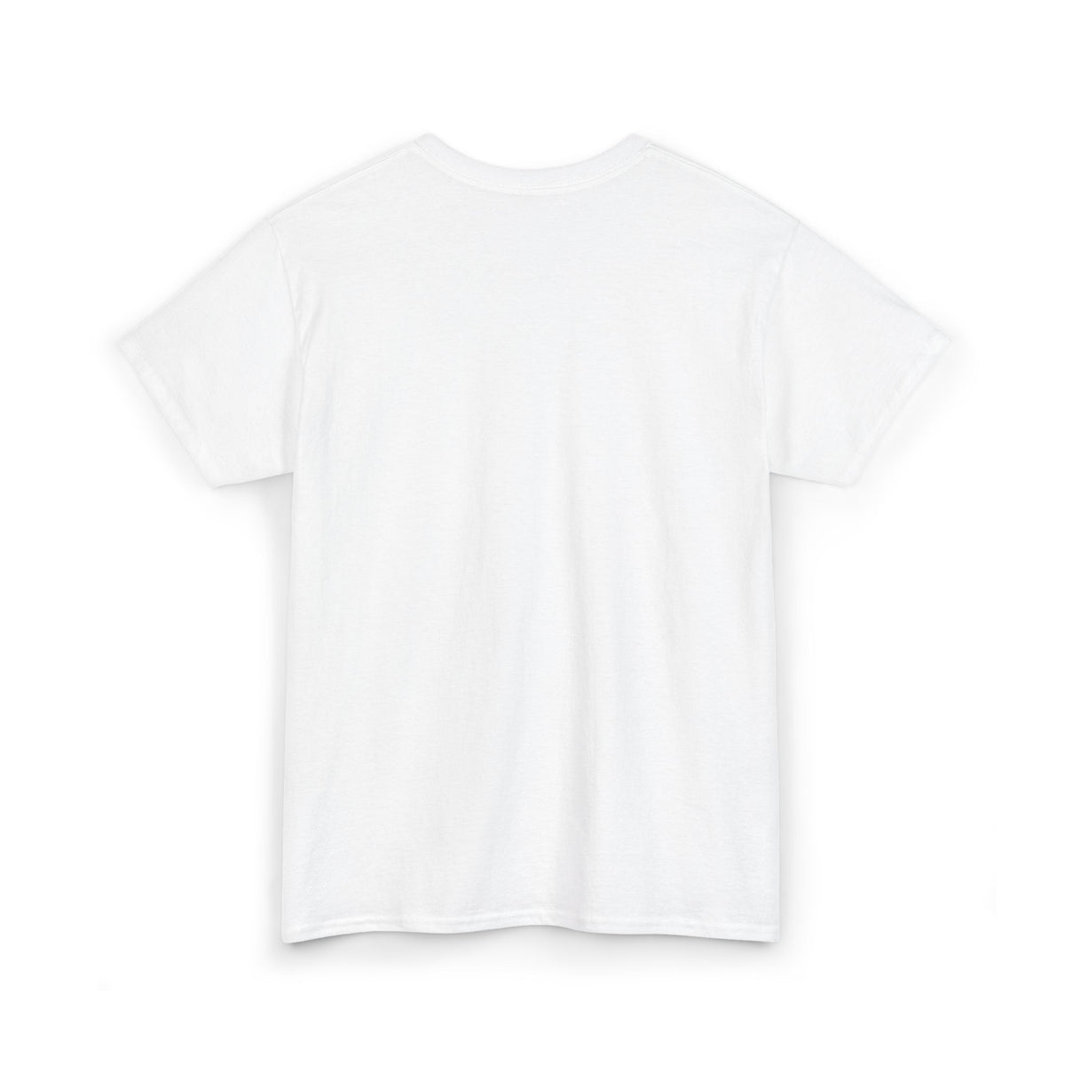 White heavy-cotton T-shirt with tiny pink FUCK embroidery at the chest