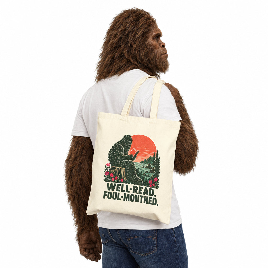 Well-Read. Foul-Mouthed. | Reading Sasquatch Canvas Tote